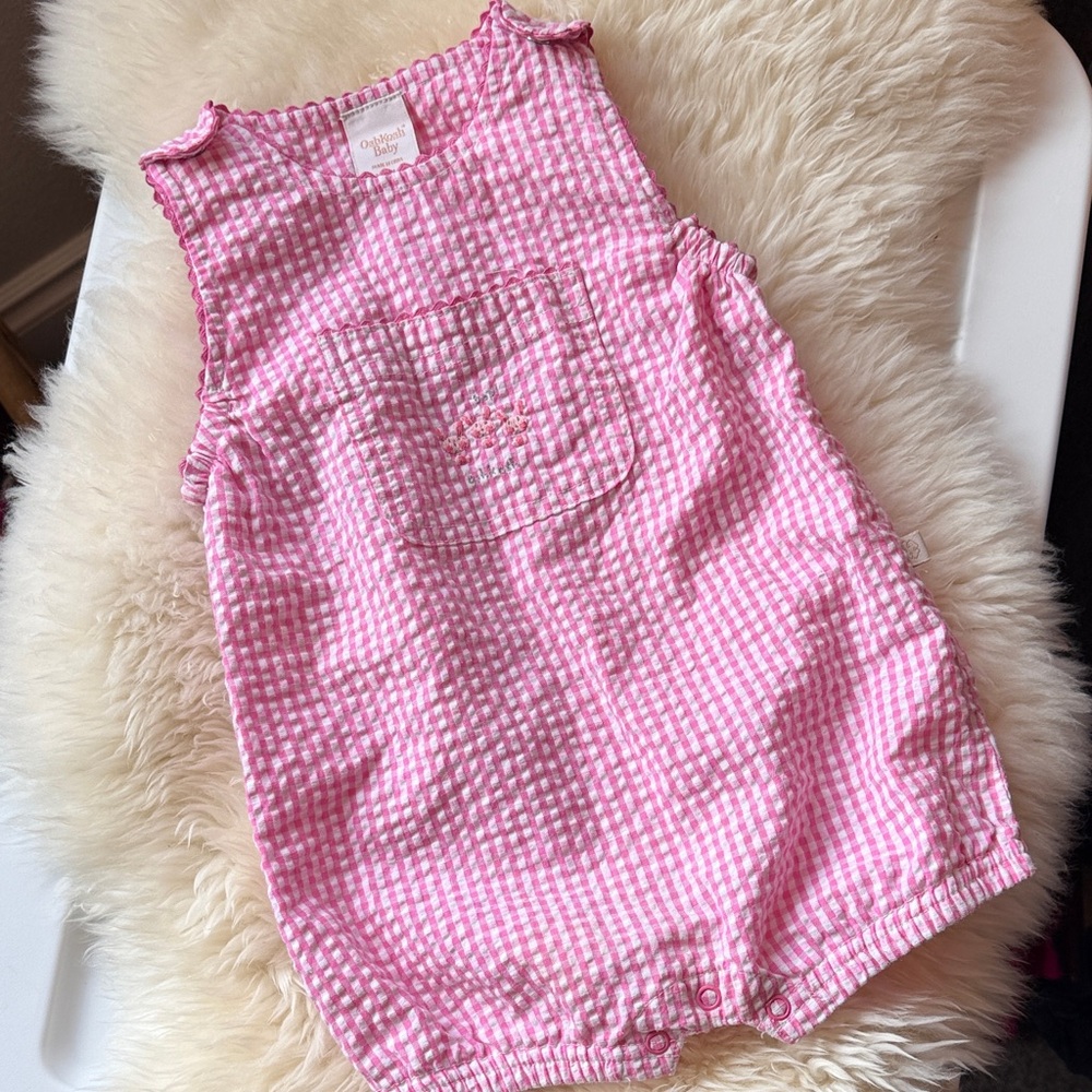 OshKosh B'gosh Pink Gingham Baby Romper size XL (12months)